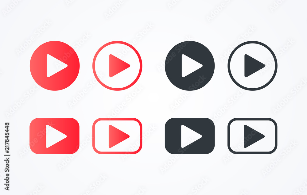Aufkleber vector illustration flat line play button icon set collection on white background. web element