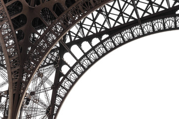 Fototapeta na wymiar Elements of the Eiffel tower on a white background.