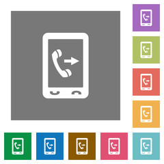 Outgoing mobile call square flat icons