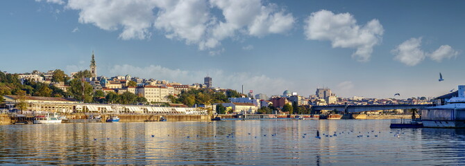 Belgrade, Serbia landmarks and symbols, Sava river, Cathedral, St. Sava Temple, Belgrade Lady Building,Old City, Branco’s Bridge, late afternon