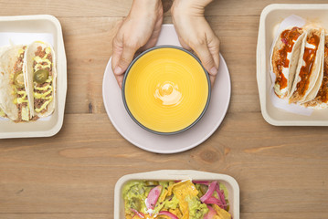 Mexican food in eco friendly plates