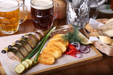 Appetizer with mackerel fish with baked potato