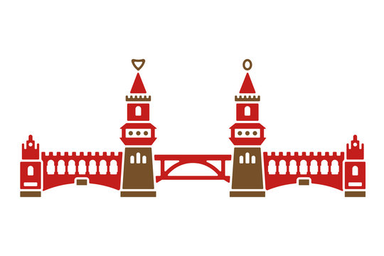 red bridge towers brown accents simple design clip art preview