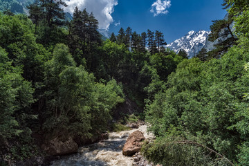 Tsej gorge, mountains of the Caucasus.