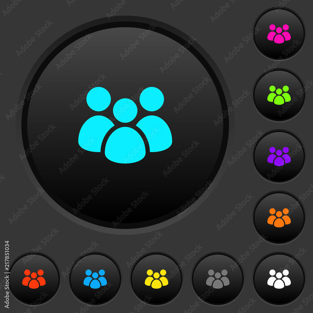 Poster team dark push buttons with color icons