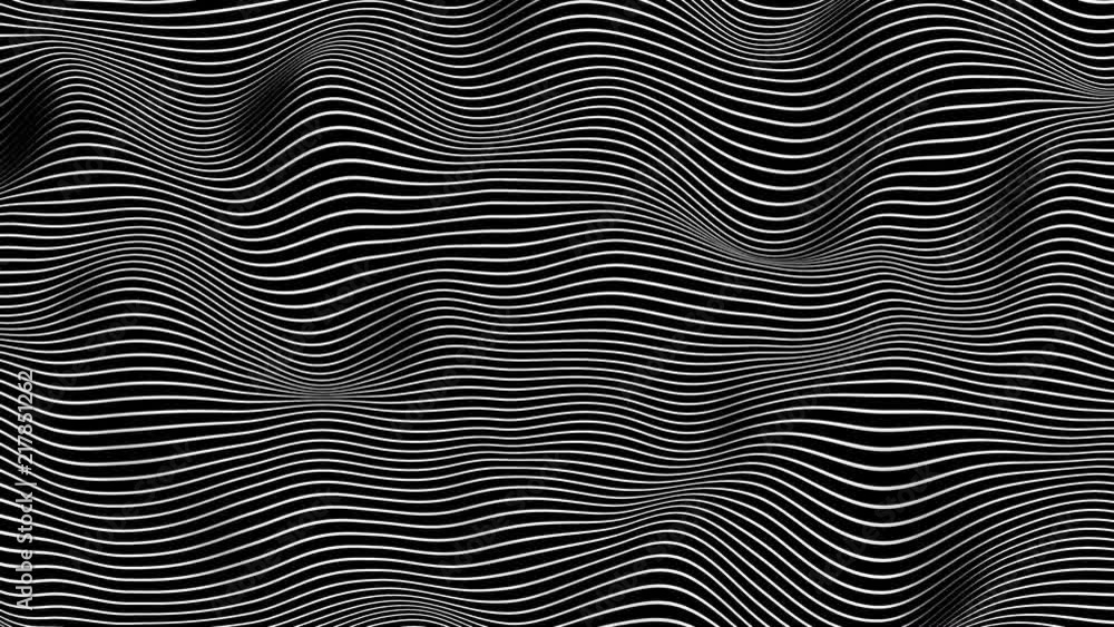 Poster morphing horizontal black and white lines - seamless loop