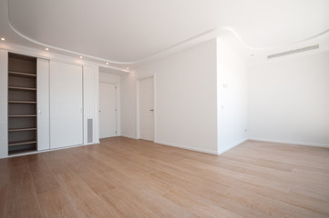 Empty built-in wardrobes. New house, empty rooms.