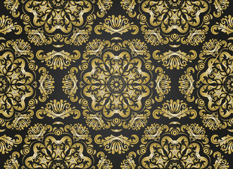 Orient classic black and golden pattern. Seamless abstract background with repeating elements. Orient background