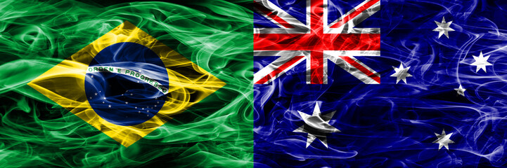 Brazil vs Australia smoke flags placed side by side