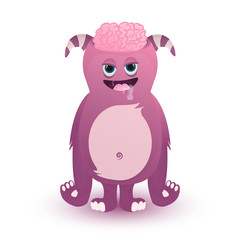 Happy cartoon monster. Vector Halloween monster. Cartoon
