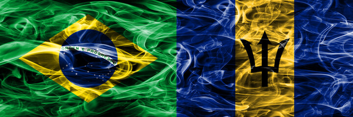 Brazil vs Barbados smoke flags placed side by side