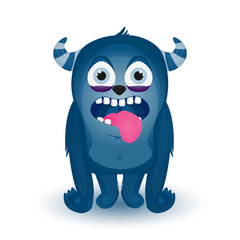 Happy cartoon monster. Vector Halloween monster. Cartoon