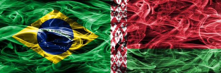 Brazil vs Belarus smoke flags placed side by side