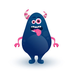 Happy cartoon monster. Vector Halloween monster. Cartoon