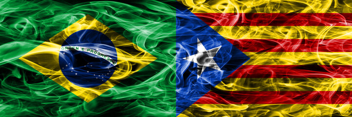 Brazil vs Catalonia smoke flags placed side by side