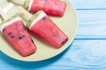 Homemade popsicle with watermelon