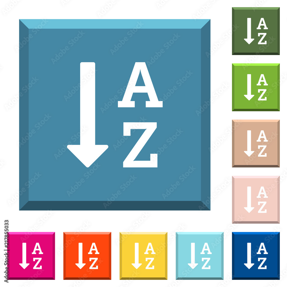 Poster alphabetically ascending ordered list white icons on edged square buttons