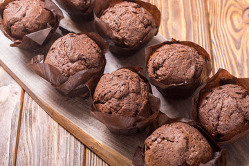 Sweet dessert chocolate muffins or cupcake