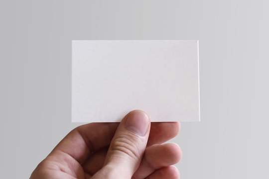 Handheld, Blank Business Card In Horizontal Orientation