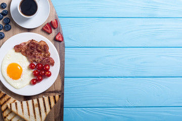 Breakfast  on rustic table
