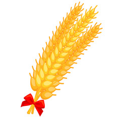 Colorful cartoon ripe wheat harvest