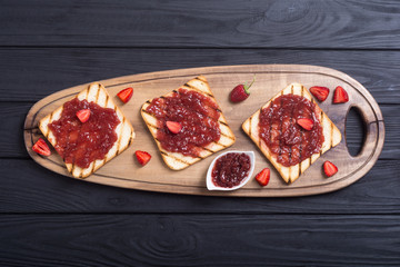 Toast with strawberry jam