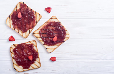 Toast with strawberry jam