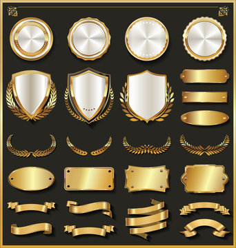 Luxury gold and silver design elements collection 