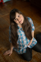 Fototapeta premium Portrait of a young beautiful pregnant girl