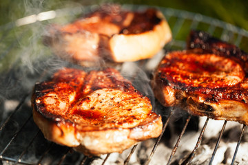 Meat on grill