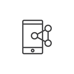 Share connect mobile phone outline icon. linear style sign for mobile concept and web design. Mobile sharing simple line vector icon. Symbol, logo illustration. Pixel perfect vector graphics