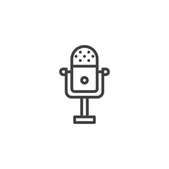 Vintage Microphone outline icon. linear style sign for mobile concept and web design. Studio microphone simple line vector icon. Symbol, logo illustration. Pixel perfect vector graphics