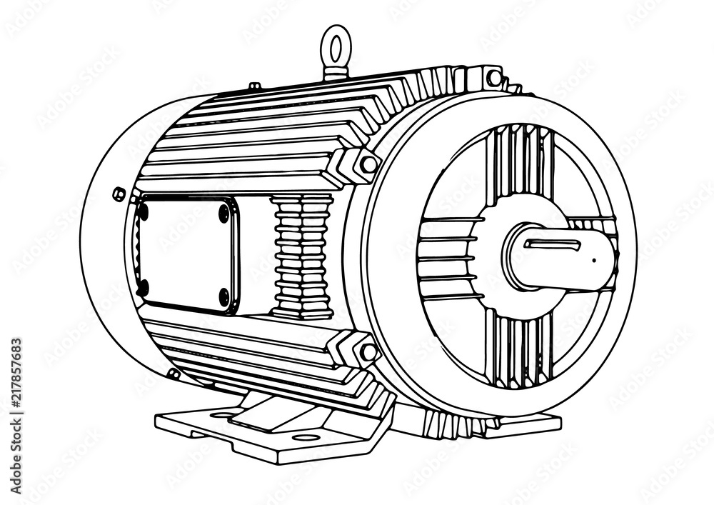 Wall mural outline electric motor vector