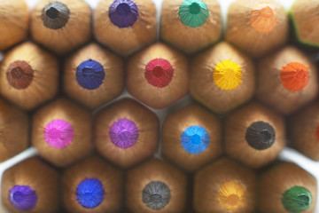 Fototapeta na wymiar Macro Picture of Many Colored Pencils on iSolated White Background