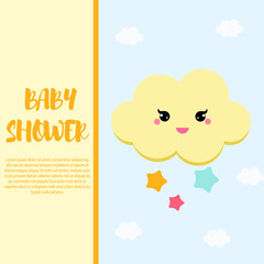 Baby shower card design template with cute cloud character