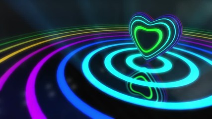 Glowing Heart and Circles abstract version 01 seamless looping animated motion background Multicolor - Powered by Adobe