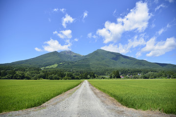 磐梯山と青空