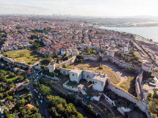 Fototapeta na wymiar Aerial Drone View of Yedikule Fortress in Istanbul / Turkey.