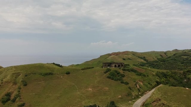 Aerial view of green natural hills in tropical island