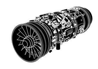silhouette of aviation engine vector