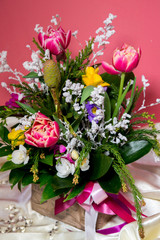 Chic and bright festive bouquet of flowers