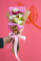 Chic and bright festive bouquet of flowers