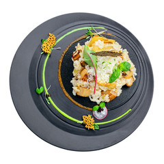 Gourmet Italian risotto cooked in a vegetable broth with porcini mushrooms and parmesan cheese...