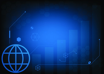 Abstract blue global digital technology computer background with arrows, Vector illustration