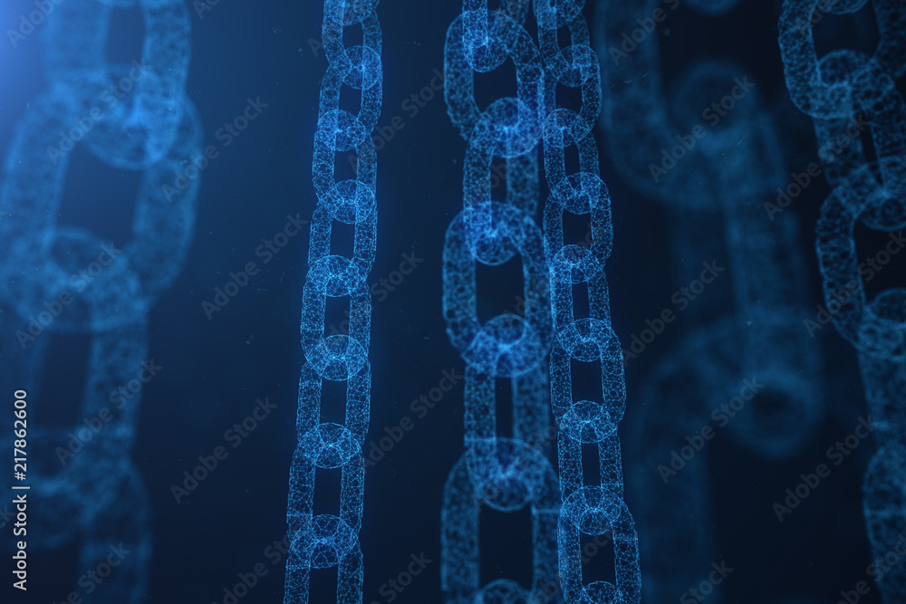 Poster block chain concept, digital block chain technology. cryptocurrency, concept of digital code. low po