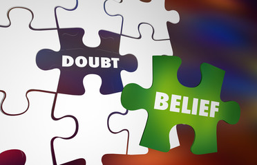 Doubt Vs Belief Faith Hope Puzzle Words 3d Illustration
