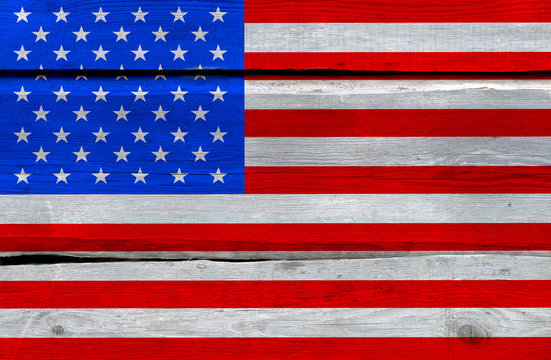 American flag on an old wooden background