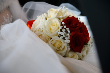 Chic and bright festive bouquet of flowers