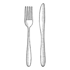 cutlery isolated. fork and drawing knife