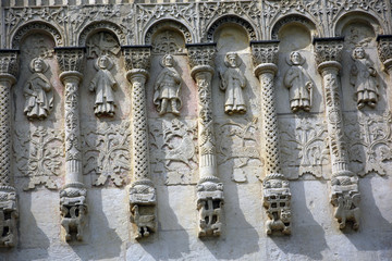 Dmitrievsky church in Vladimir town, Russia. Popular landmark. Color photo.